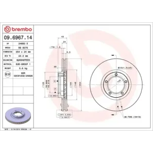 BREMBO 09.6967.14 Disco de freno (Unidad)