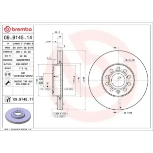 BREMBO 09.9145.11 Disco de freno (Unidad)
