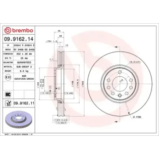 BREMBO 09.9162.14 Disco de freno (Unidad)