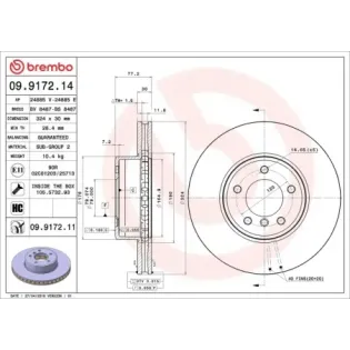 BREMBO 09.9172.14 Disco de freno (Unidad)