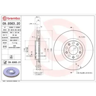 BREMBO 09.9363.20 Disco de freno (Unidad)