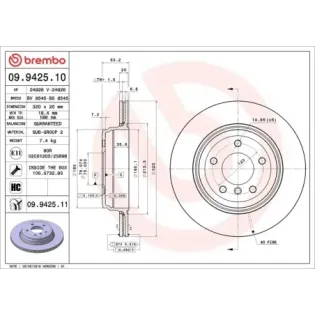 BREMBO 09.9425.10 Disco de freno (Unidad)