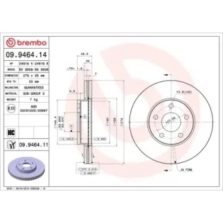 BREMBO 09.9464.14 Disco de freno (Unidad)