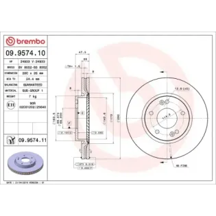 BREMBO 09.9574.10 Disco de freno (Unidad)