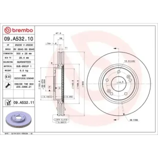 BREMBO 09.A532.10 Disco de freno (Unidad)