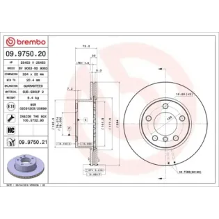 BREMBO 09.9750.21 Disco de freno (Unidad)