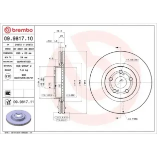 BREMBO 09.9817.10 Disco de freno (Unidad)