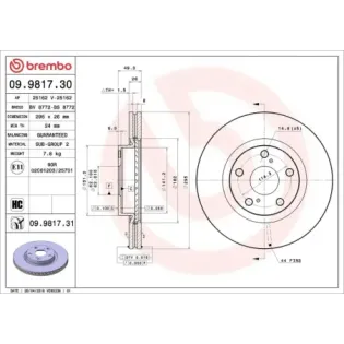 BREMBO 09.9817.30 Disco de freno (Unidad)
