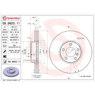 BREMBO 09.9923.11 Disco de freno (Unidad)
