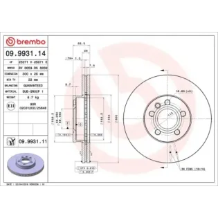 BREMBO 09.9931.14 Disco de freno (Unidad)