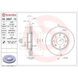 BREMBO 09.9997.10 Disco de freno (Unidad)