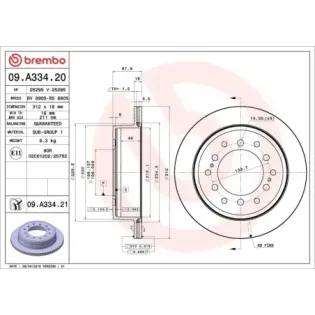 BREMBO 09.A334.20 Disco de freno (Unidad)