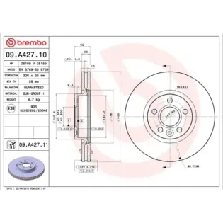 BREMBO 09.A427.10 Disco de freno (Unidad)