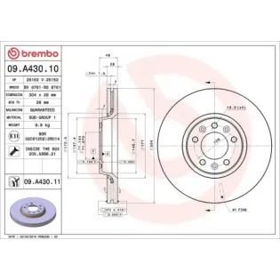 BREMBO 09.A430.10 Disco de freno (Unidad)