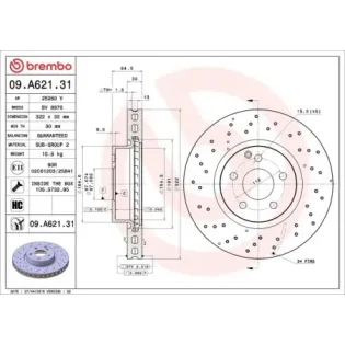 BREMBO 09.A621.31 Disco de freno (Unidad)