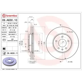 BREMBO 09.A630.10 Disco de freno (Unidad)