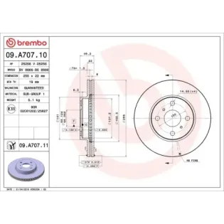 BREMBO 09.A707.10 Disco de freno (Unidad)
