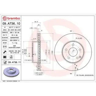 BREMBO 09.A736.10 Disco de freno (Unidad)