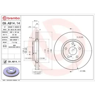 BREMBO 09.A914.14 Disco de freno (Unidad)