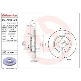 BREMBO 09.A968.24 Disco de freno (Unidad)