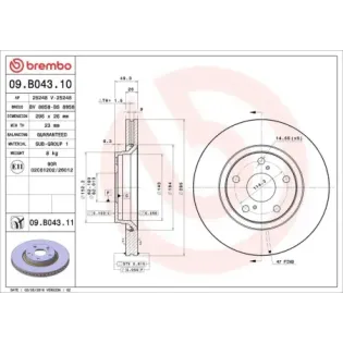 BREMBO 09.B043.10 Disco de freno (Unidad)