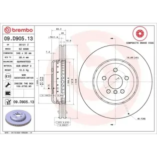 BREMBO 09.D905.13 Disco de freno (Unidad)