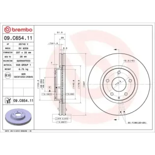 BREMBO 09.C654.11 Disco de freno (Unidad)