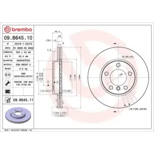 BREMBO 09.B645.10 Disco de freno (Unidad)