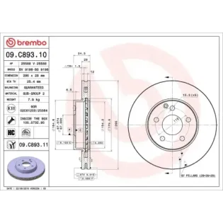 BREMBO 09.C893.11 Disco de freno (Unidad)