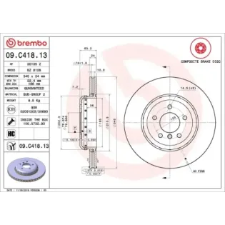 BREMBO 09.C418.13 Disco de freno (Unidad)
