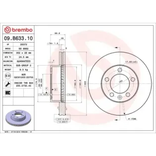 BREMBO 09.B633.10 Disco de freno (Unidad)