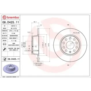 BREMBO 08.D425.11 Disco de freno