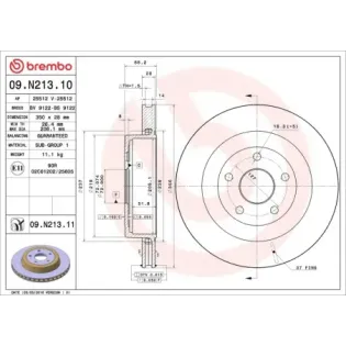 BREMBO 09.N213.11 Disco de freno (Unidad)