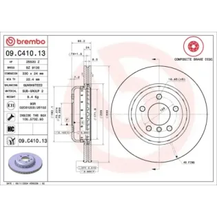 BREMBO 09.C410.13 Disco de freno (Unidad)