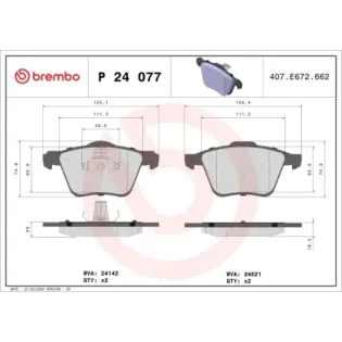 BREMBO P24077 Juego de pastillas de freno