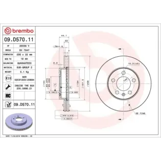 BREMBO 09.D570.11 Disco de freno (Unidad)