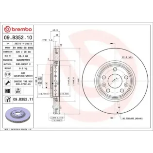 BREMBO 09.B352.10 Disco de freno (Unidad)