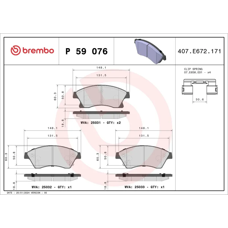 BREMBO P59076 Juego de pastillas de freno
