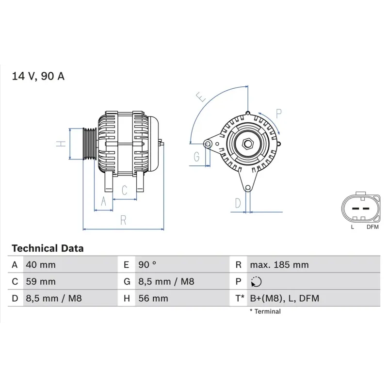 BOSCH 0986044380 Alternador