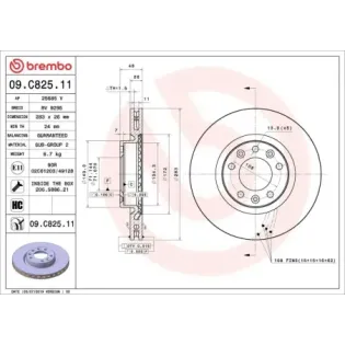 BREMBO 09.C825.11 Disco de freno (Unidad)