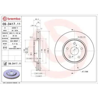 BREMBO 09.D417.11 Disco de freno (Unidad)