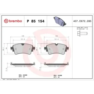 BREMBO P85154 Juego de pastillas de freno