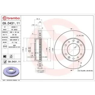 BREMBO 09.D431.11 Disco de freno (Unidad)