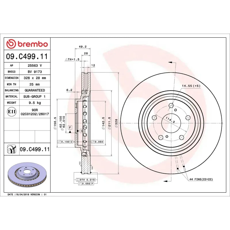 BREMBO 09.C499.11 Disco de freno (Unidad)