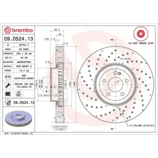 BREMBO 09.D524.13 Disco de freno (Unidad)