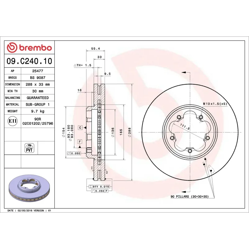 BREMBO 09.C240.10 Disco de freno (Unidad)