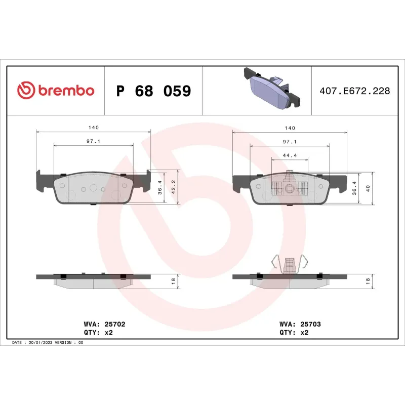 BREMBO P68059 Juego de pastillas de freno