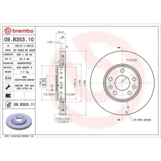 BREMBO 09.B353.10 Disco de freno (Unidad)