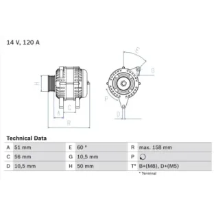 BOSCH 0986044030 Alternador