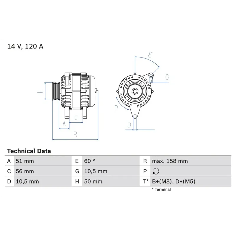 BOSCH 0986044030 Alternador